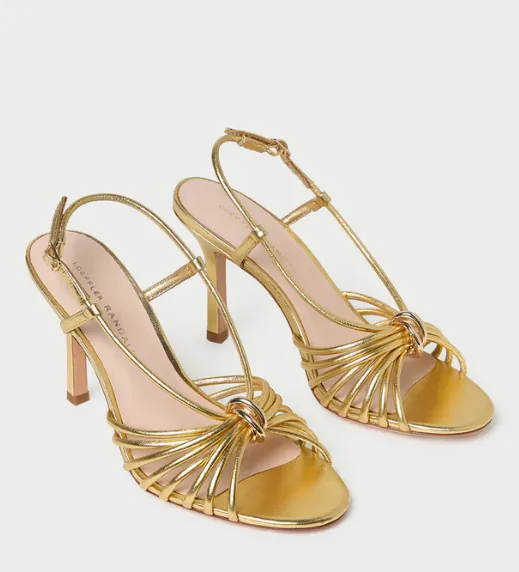 Mareka Gold Leather Heeled Sandal